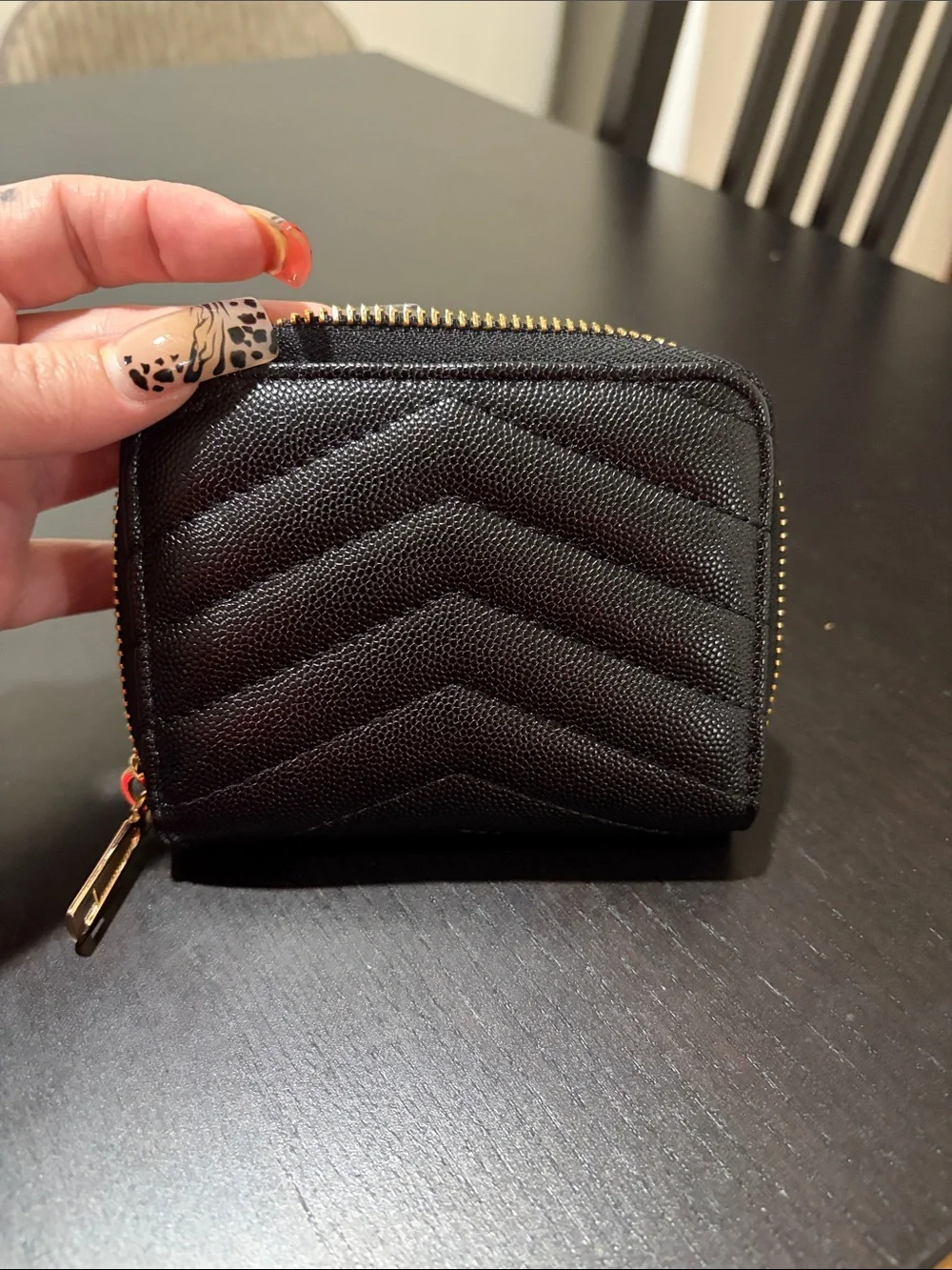 Monogram Quilted Leather Zip Wallet with Gold Logo Brand New!